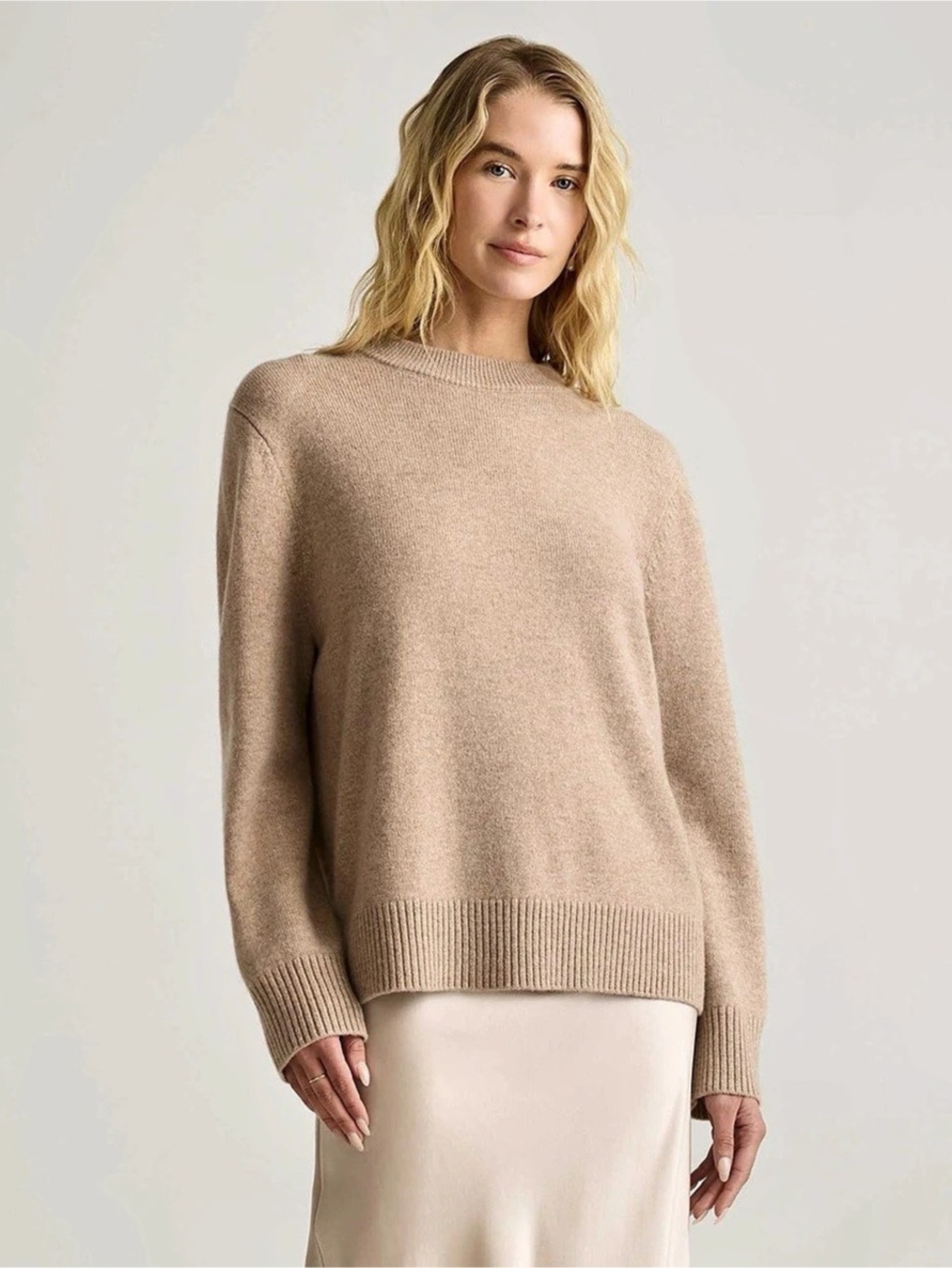 Quince Mongolian Cashmere Crewneck Sweater Brown